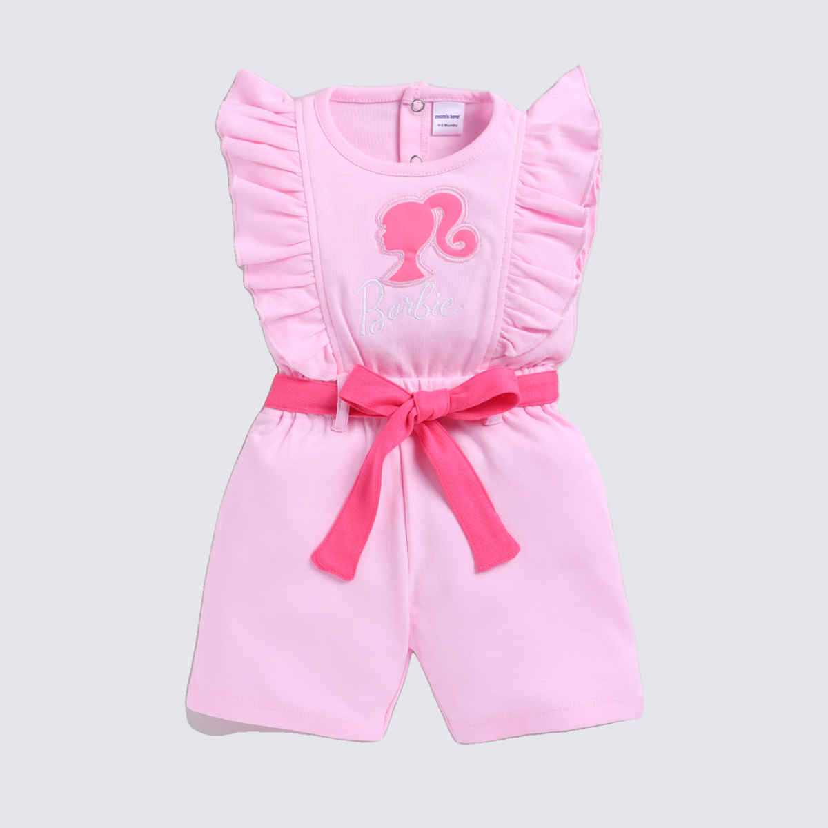 Mom's Love Girls' Printed Cotton Rompers | Pink | 06 - 09 months