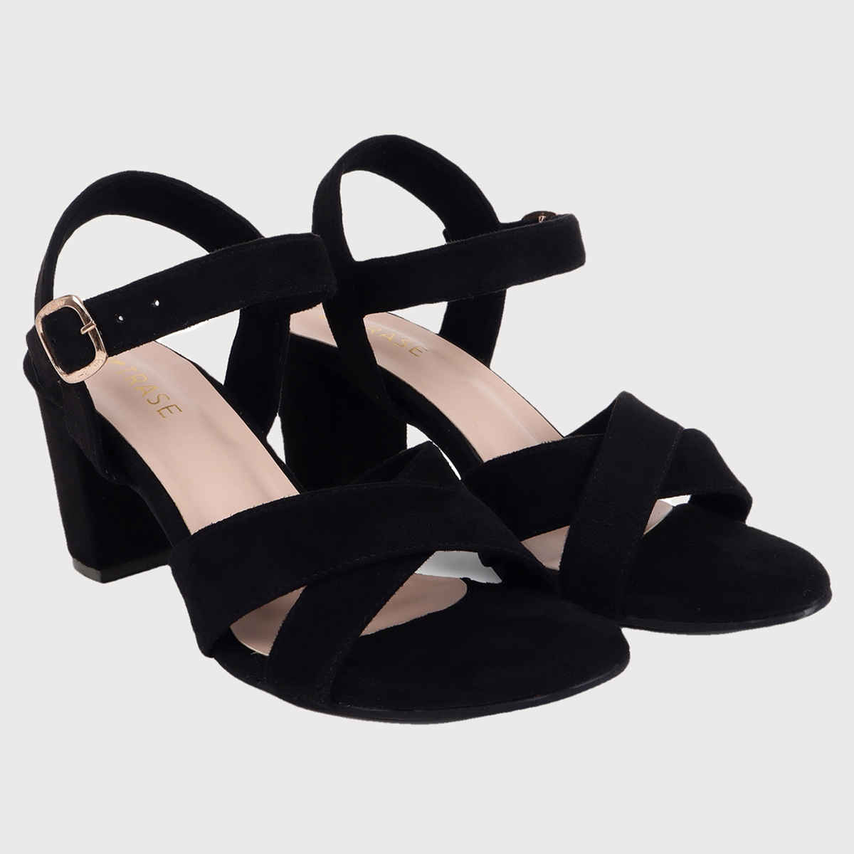 Trase Block Heels Sandals For Women - Black | 7 UK
