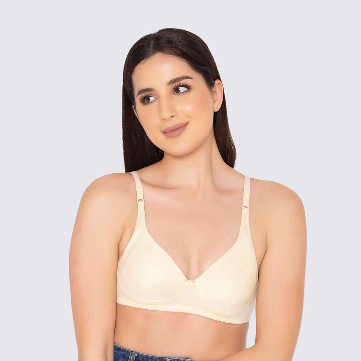Clovia Non-Padded Non-Wired Full Coverage T-Shirt Bra - Beige, Light Pink | 36B