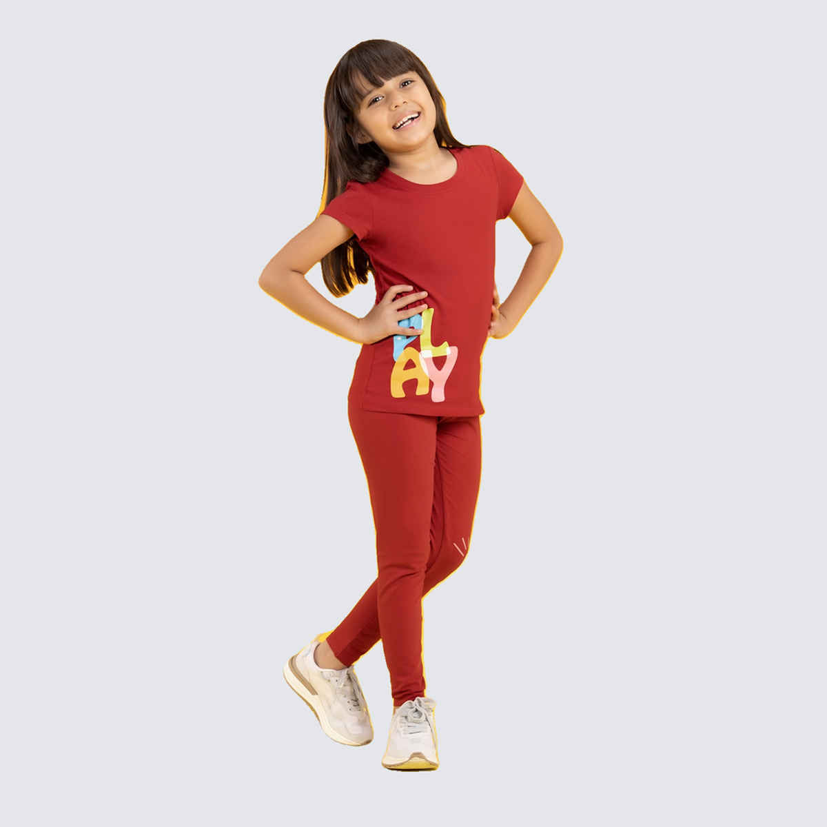 XY Life Girl's Playmate Intelliease Combed Cotton T-shirt | Dark Red - 9 to 10 years