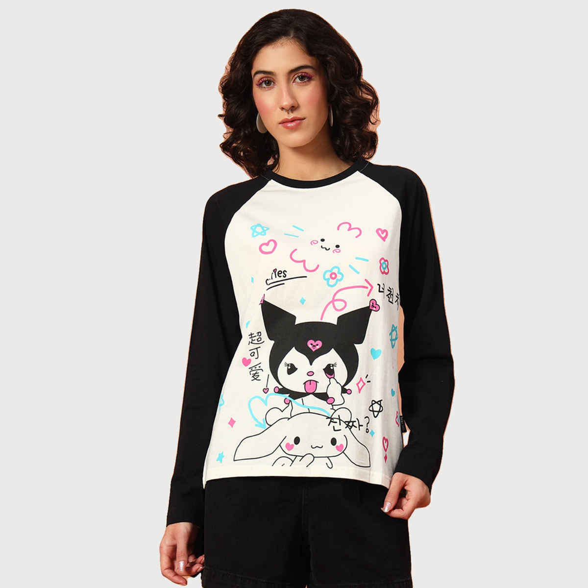 The Dry State Women's Black & Off White T-shirts WTSH | 1745A | L