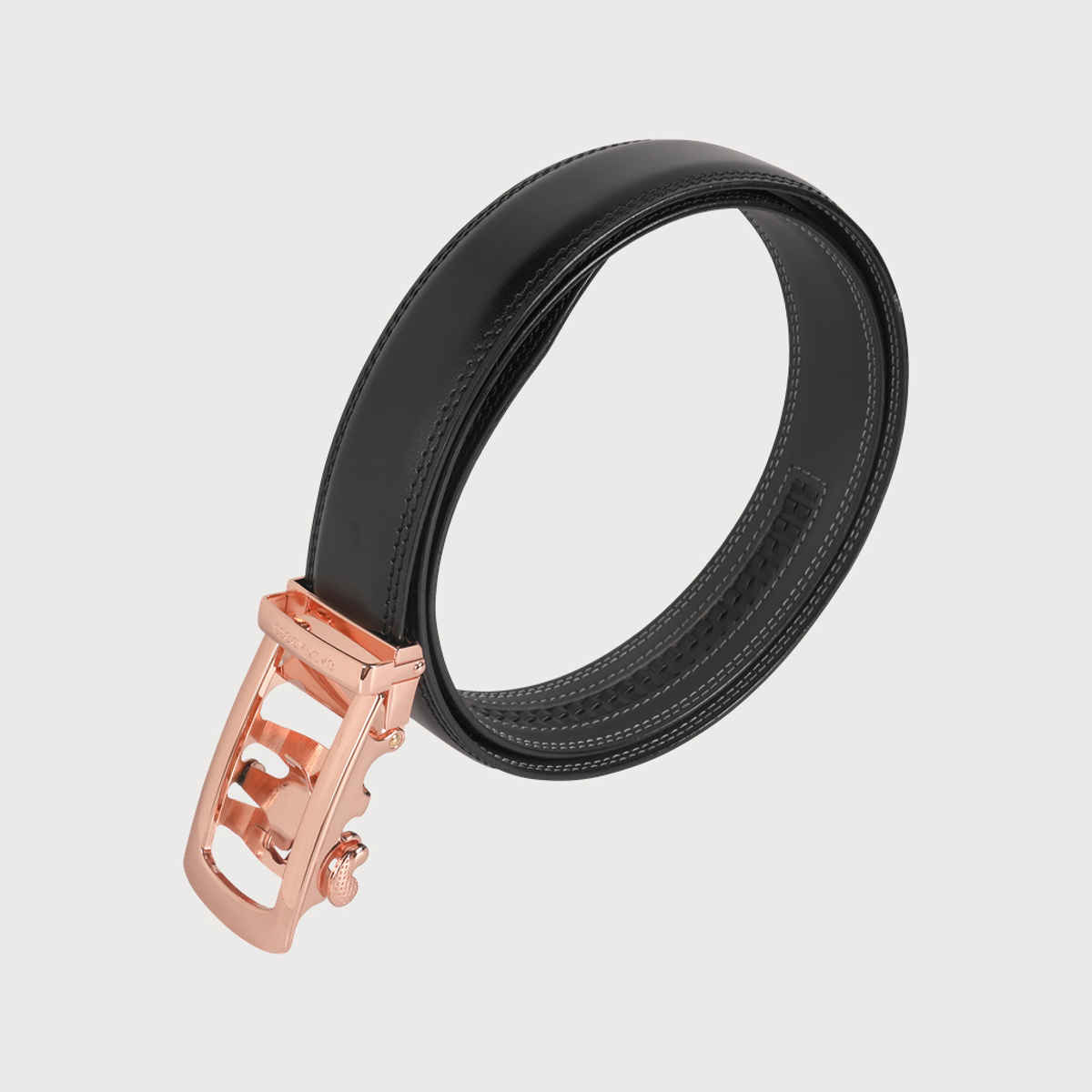 Calvadoss Men's Premium Comfort Fit Solid Gear PU Belt | Rose Gold