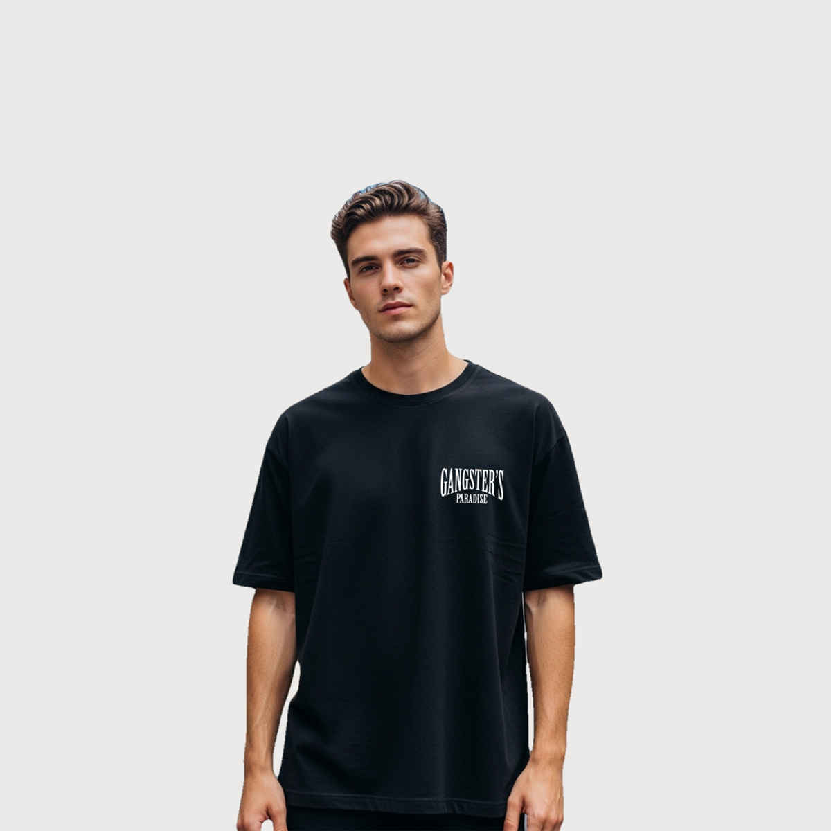 BENNY BROOKS Men's Round Neck half sleeve Oversized T-shirt |AA(ARN)BLACK53 | Black - M