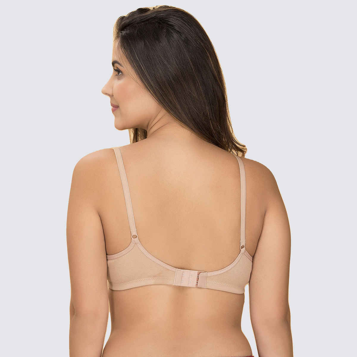 Clovia Padded Non-Wired Full Coverage T-Shirt Bra - Cotton Rich | Beige | 36C