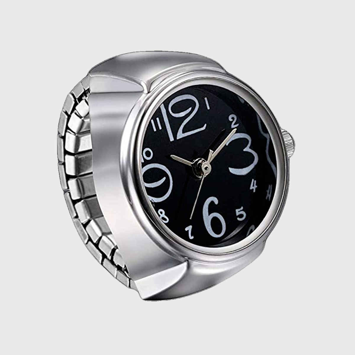 Fashion Frill Women's Watch Rings Black Adustable