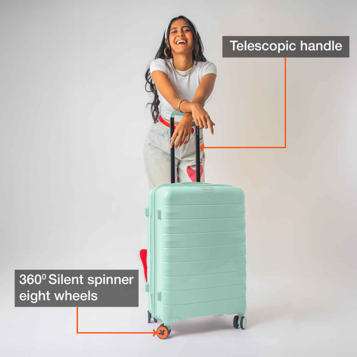 Nasher Miles Vienna Check-In Hard Sided Polypropylene- 28 Inch - 75 cm Trolley Bag- Cool Mint