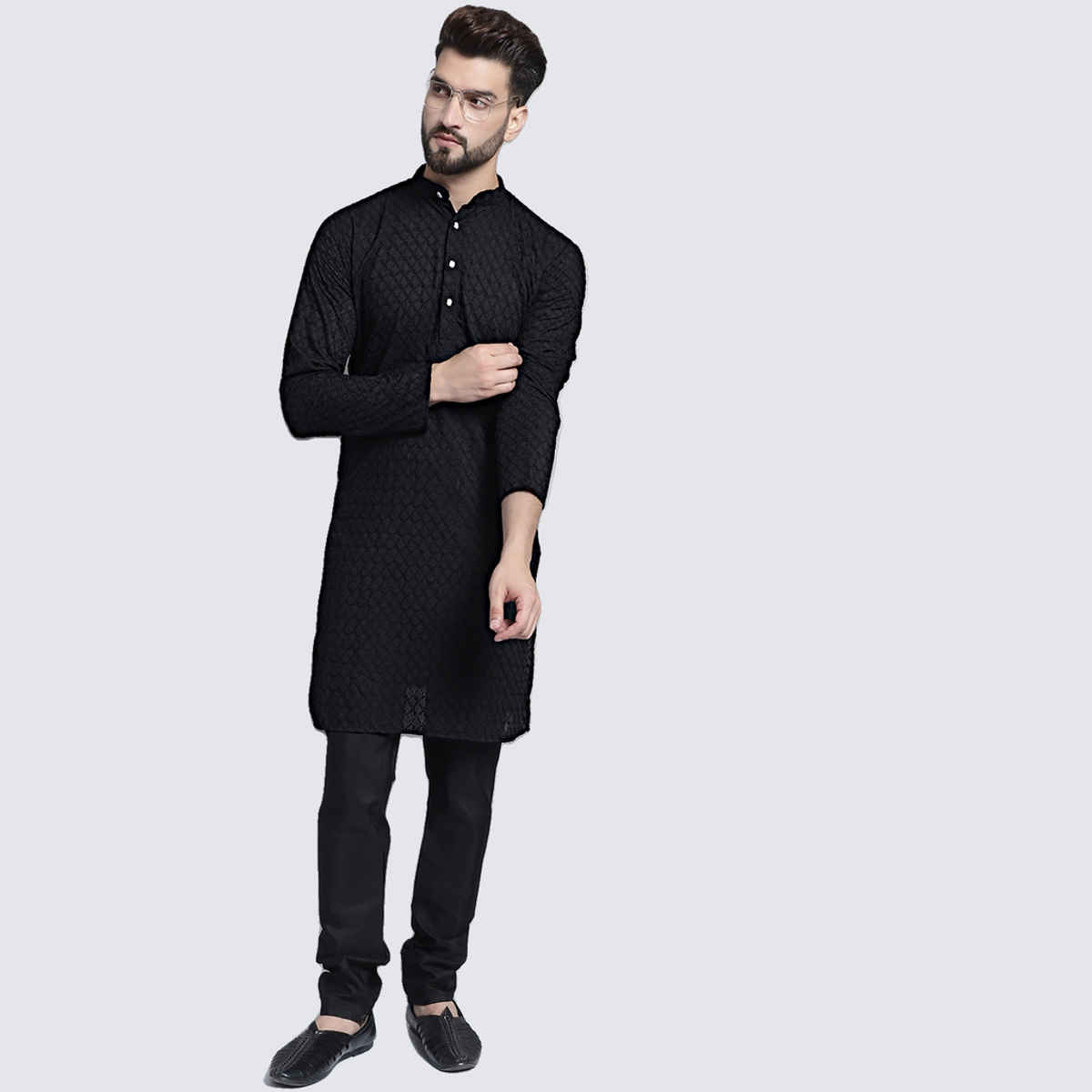 Jompers Men's Kurta | Ko 561 | Black - M