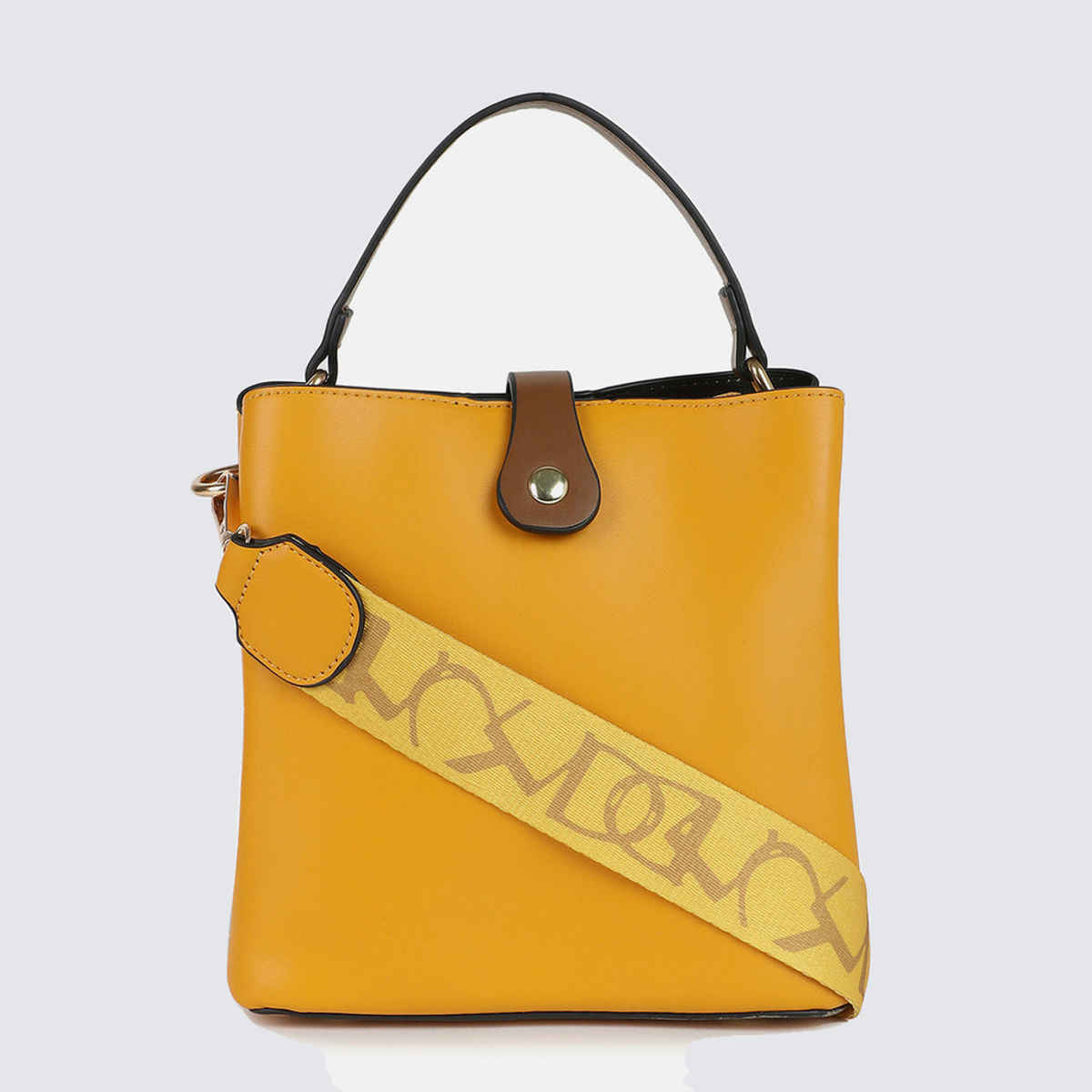 Haute Sauce Women's Solid PU 1.5 L Handheld Bag | Yellow - One Size