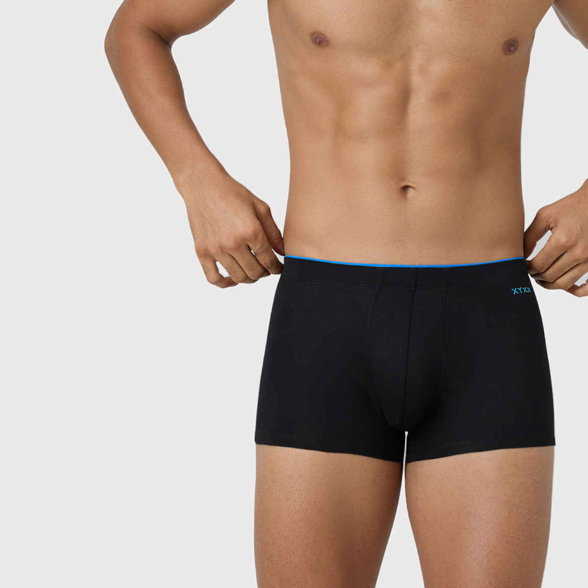 XYXX Men's Uno Modal Solid Trunks Pack of 2, Dress Blue & Black | L