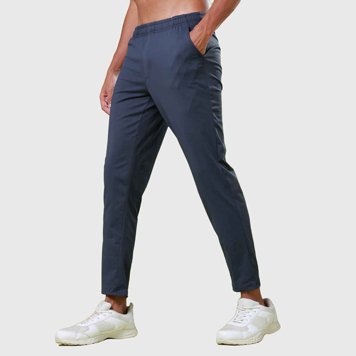 Technosport Men Poly Solid Relax Fit Sports Trackpants with ELASTO PLUS | Carbon Grey | M