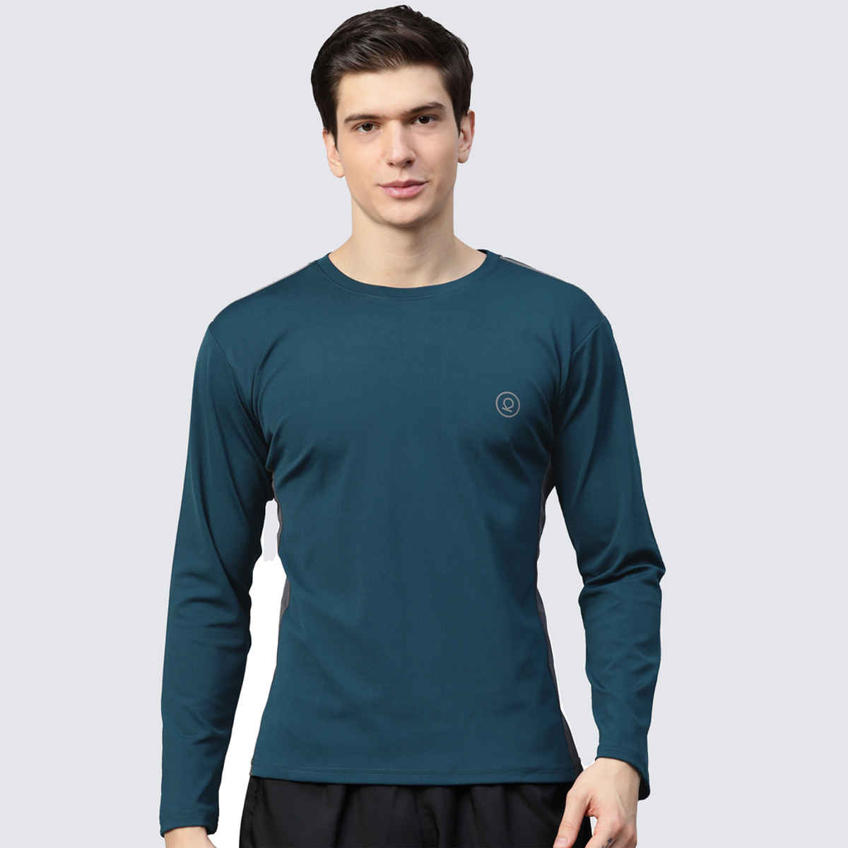 Chkokko Men's Regular Fit Full Sleeves Gym T-shirt | Indigo - M