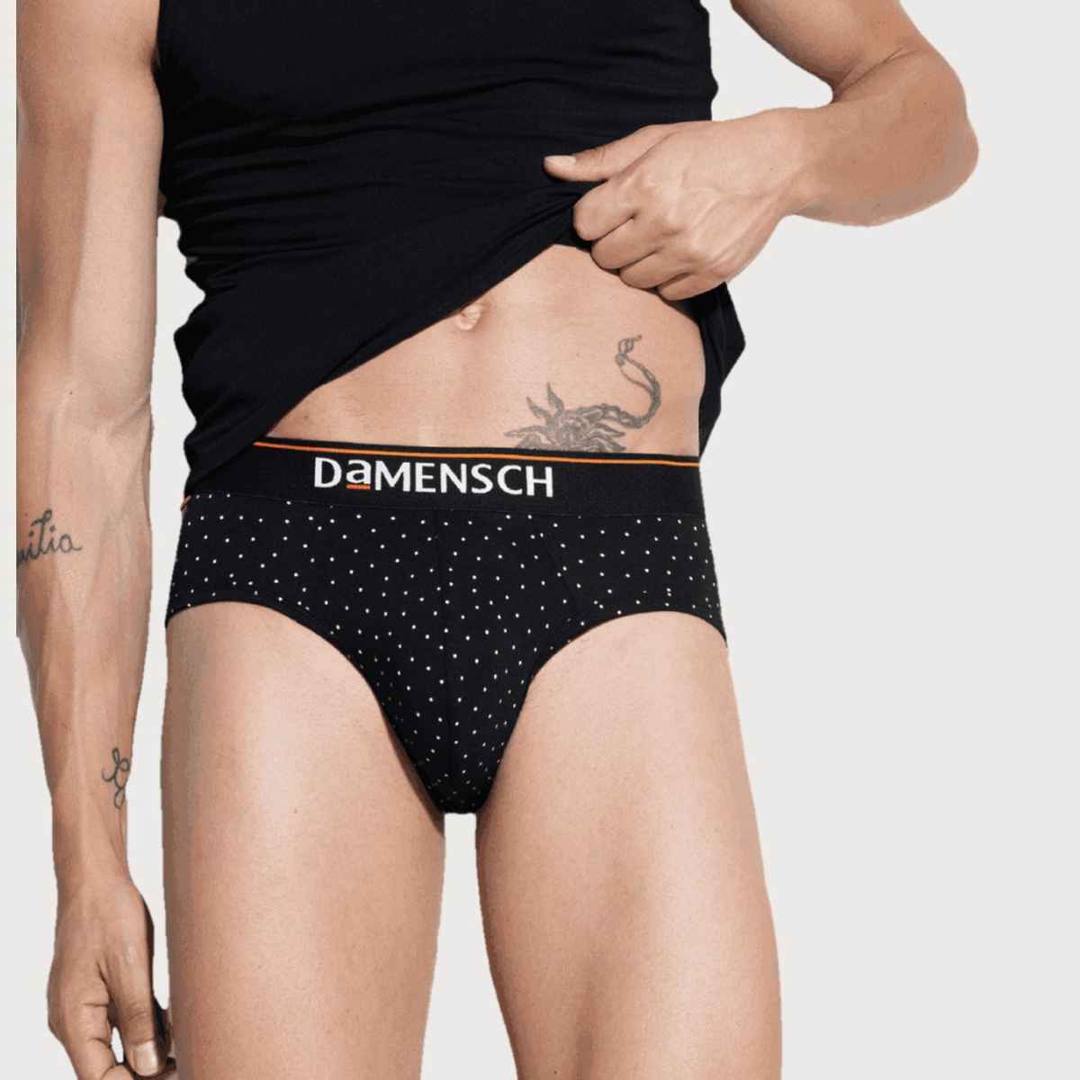 DaMENSCH Men's Premium Cotton Briefs | Black - XL