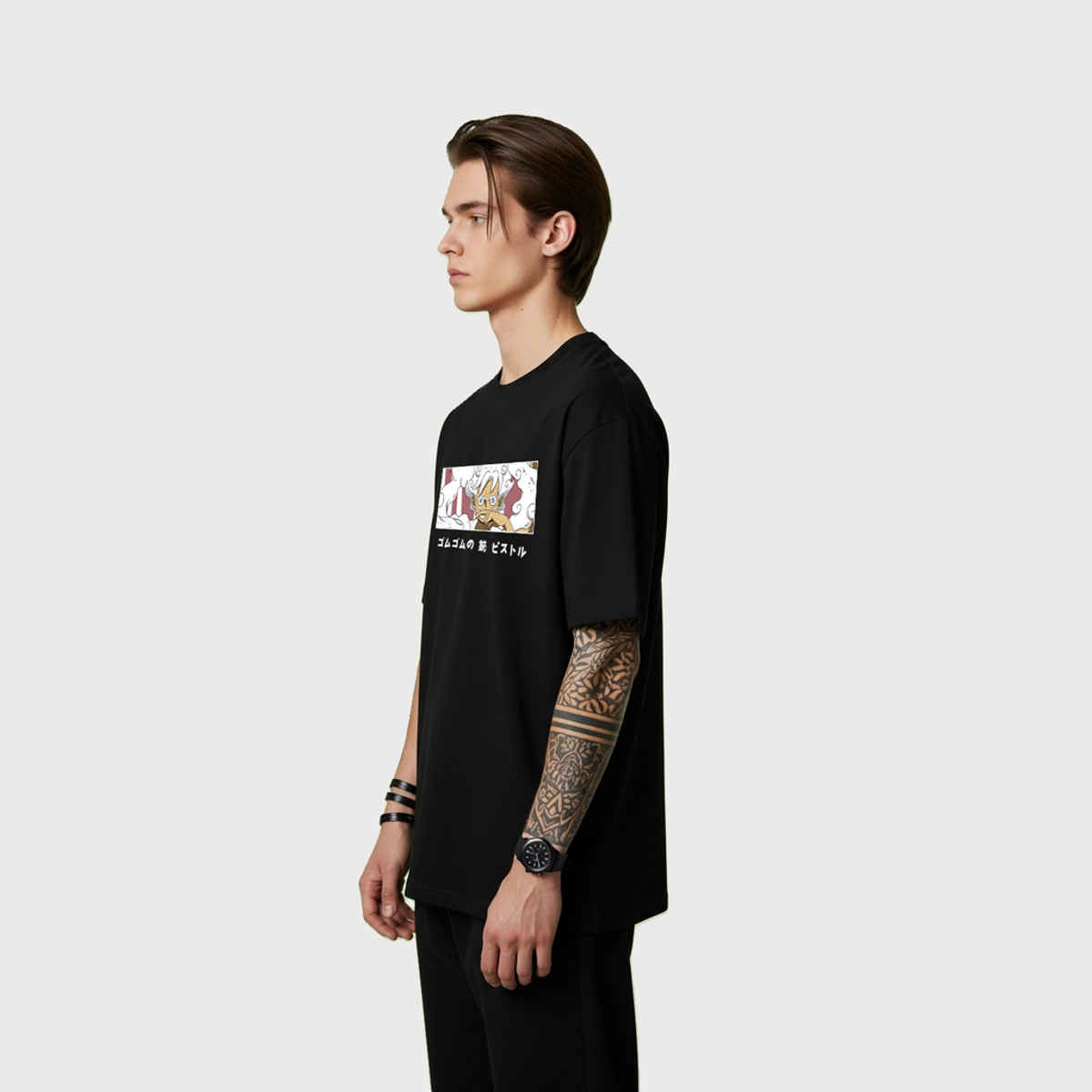 BENNY BROOKS Men's Round Neck half sleeve Oversized T-shirt |AA(ARN)BLACK133 | Black - XL