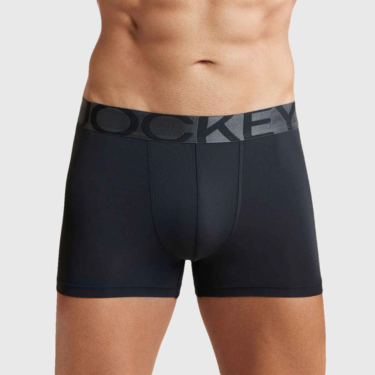 Jockey IC28 Men's Tactel Microfiber Elastane Stretch Underwear Solid Trunk | Black-L