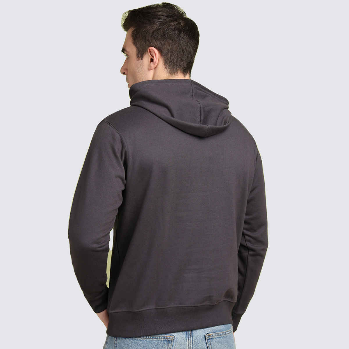 Alan Jones Clothing Men's Solid Hooded Sweatshirt | Regular Fit | Charcoal - M