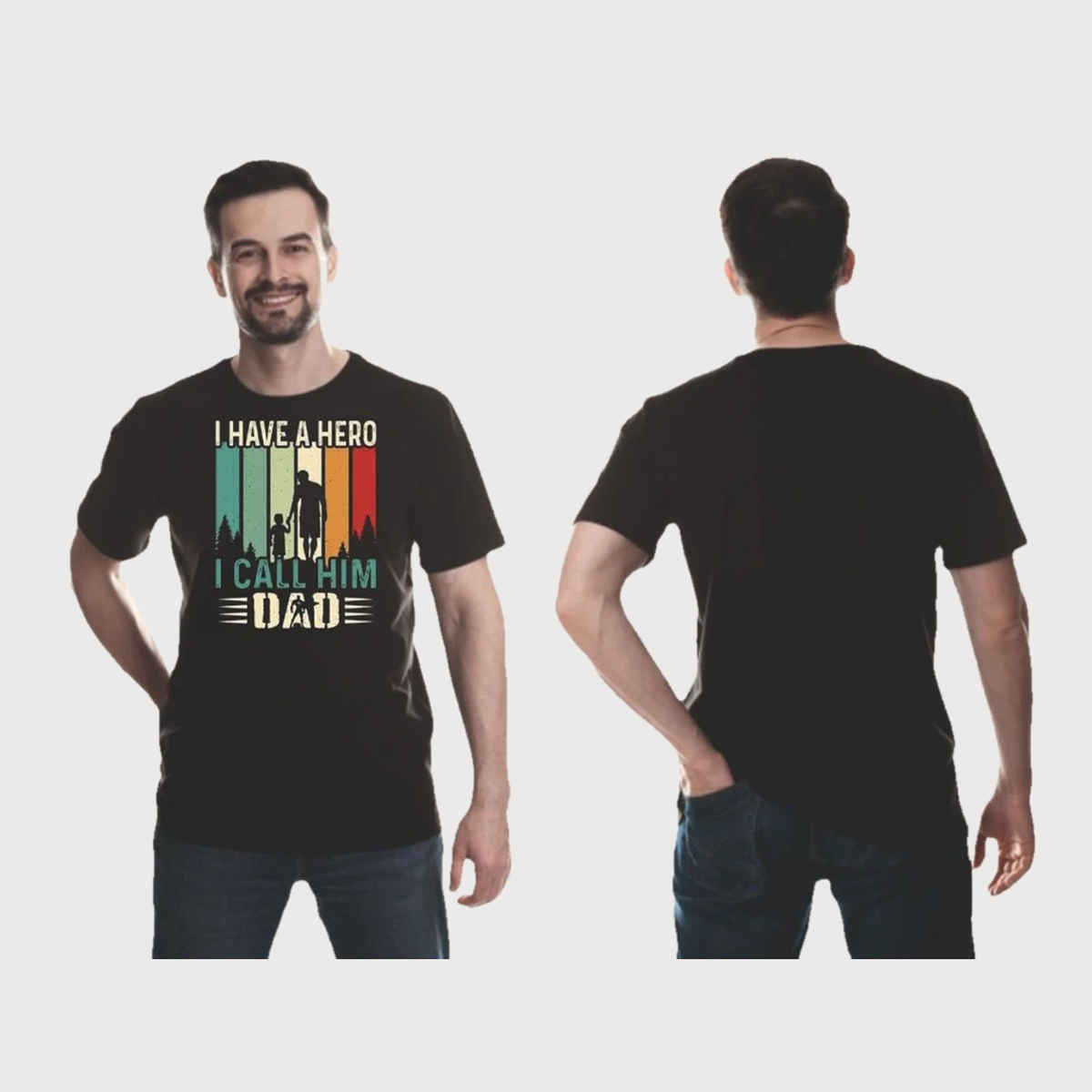 Gcyx Men's Hero Name Dad Printed T-shirt | Black - L