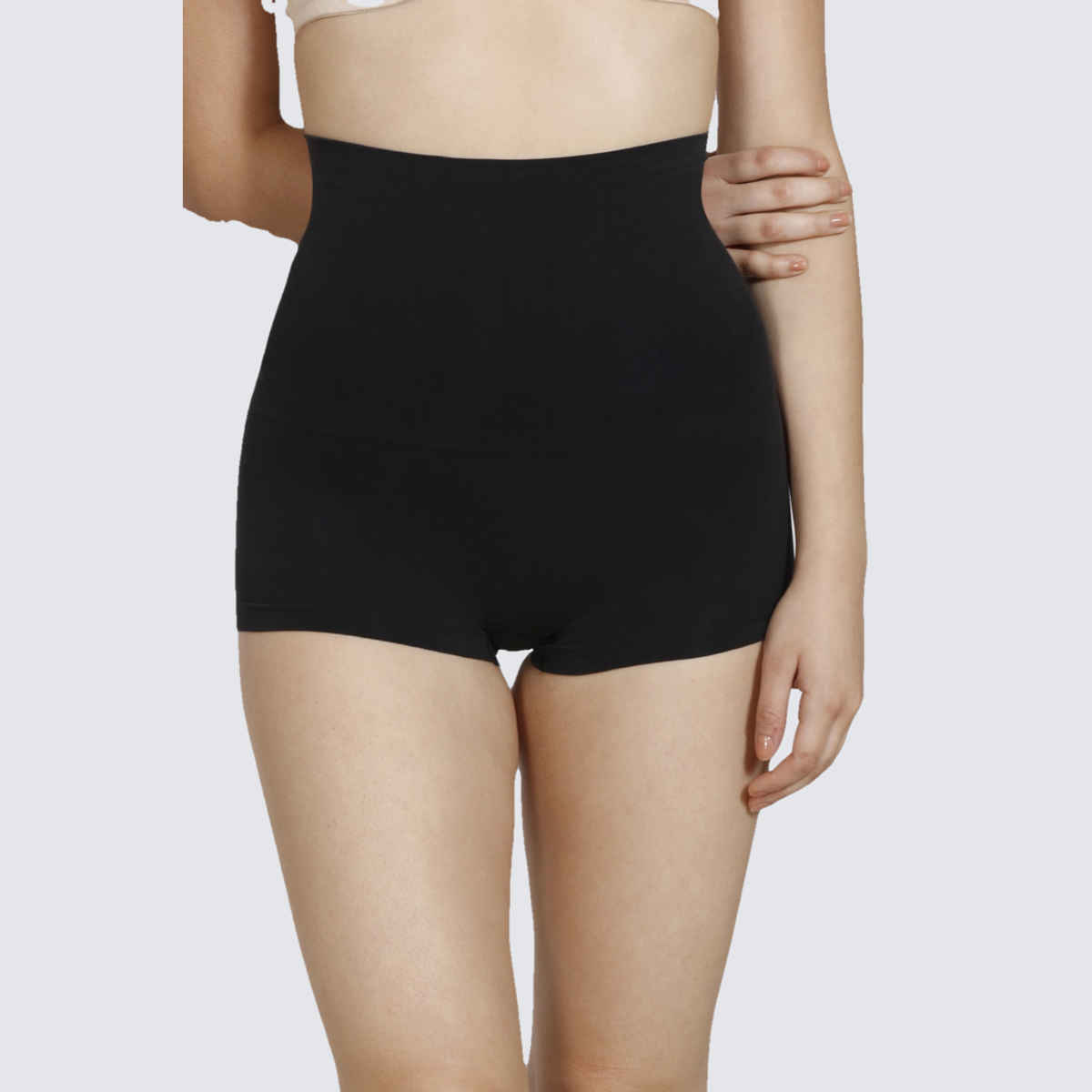 Zivame Women's Tummy Control Midwaist Boyshort | Black - S