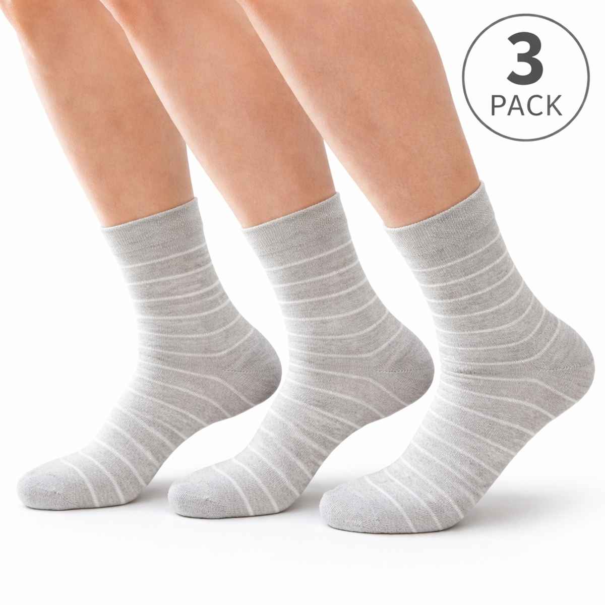Royal Mart Unisex Striped Cotton Blend Ankle Length Socks | Light Grey - Free Size