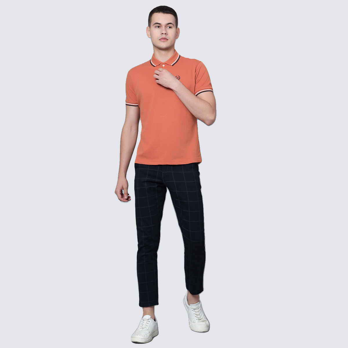 Cantabil Men's Half Sleeve Polo Collar Cotton T-shirt | Brown - M