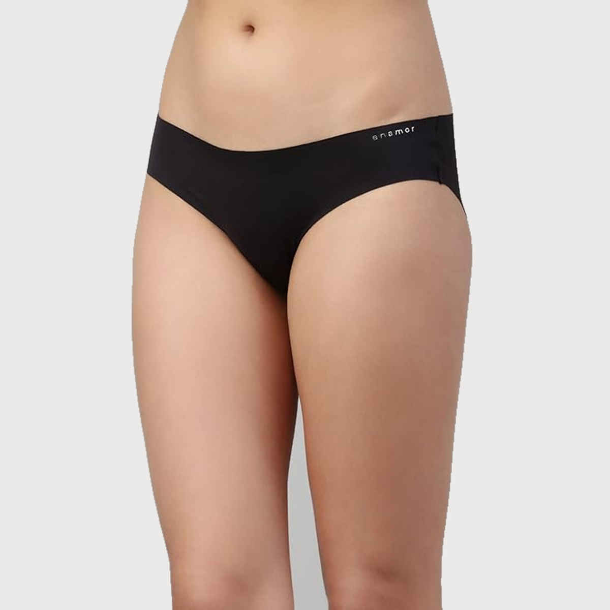 Enamor Women's PB40 100% Cotton Crotch Bikini Panty|Low Waist | Jet Black-2XL