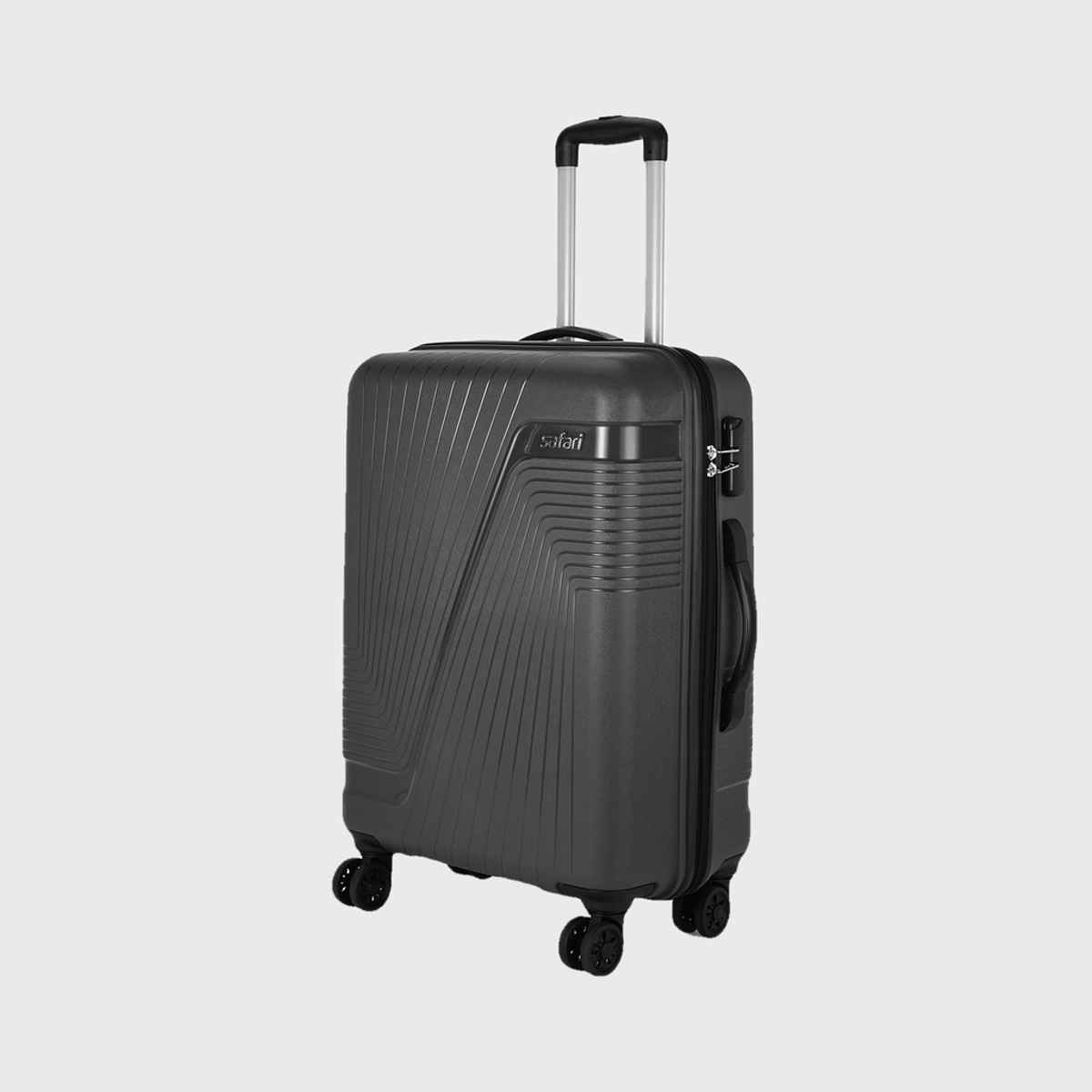 Safari Textured ABS and Polycarbonate Telescopic Trolley Bag | Black - M