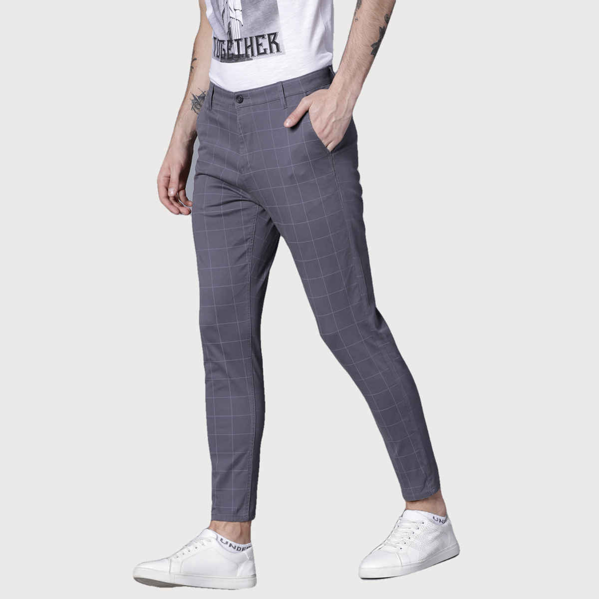 HIGHLANDER Men's Slim Fit Trousers | Grey - 32