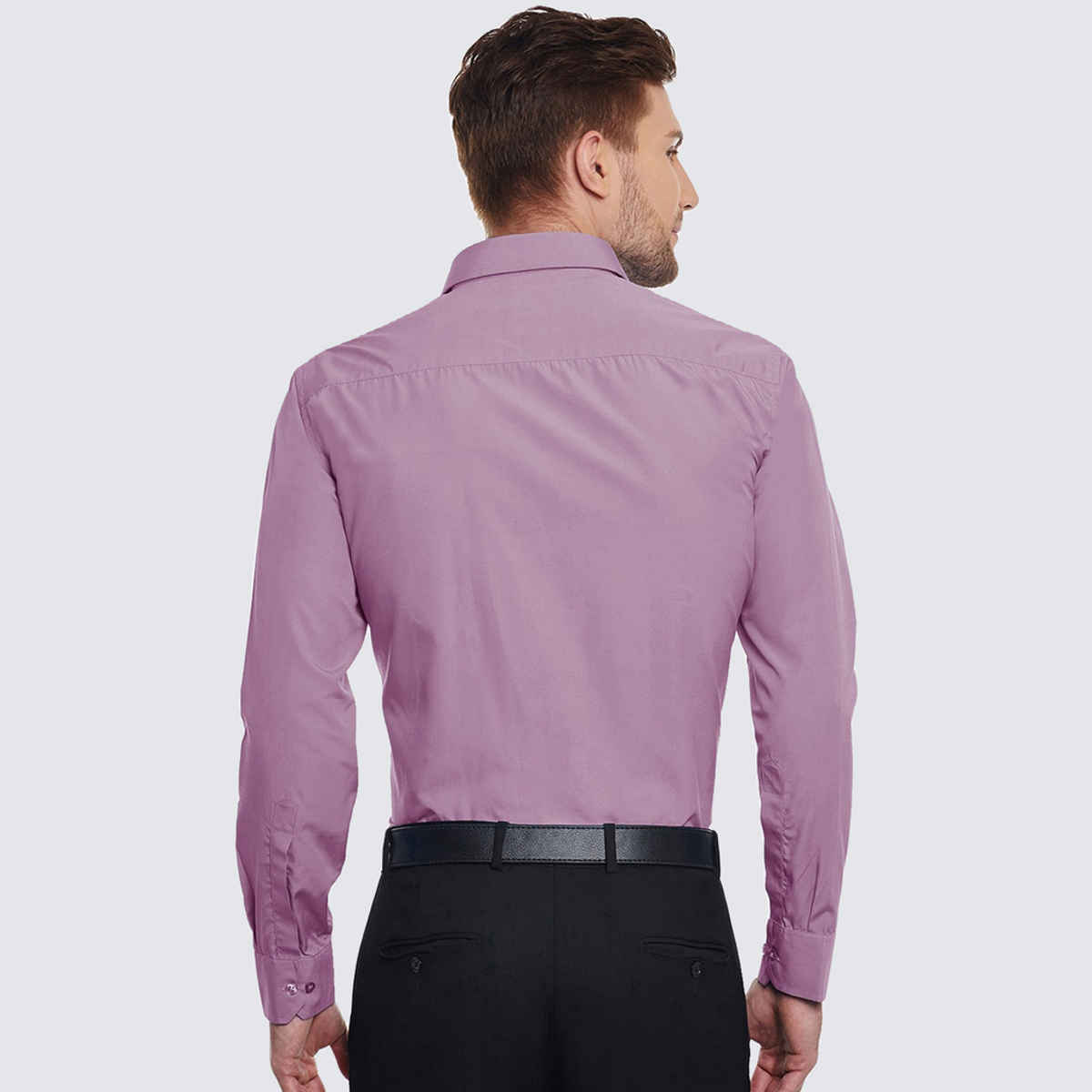 English Navy Men Mauve Solid Slim Fit Formal Shirt-38