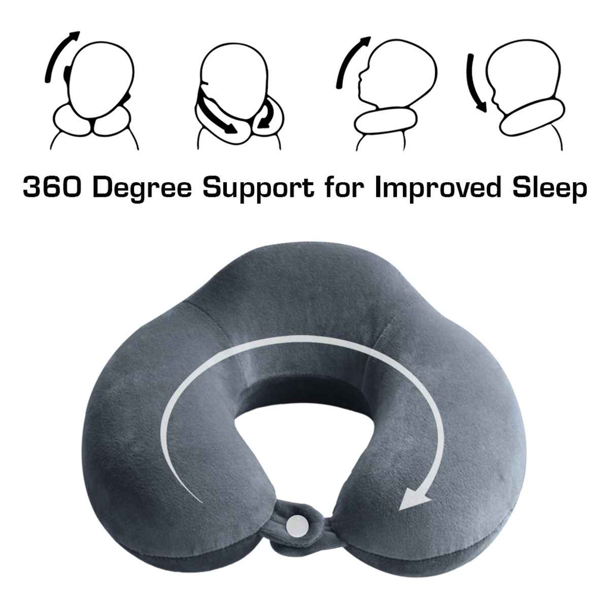 Billebon Unisex Velvet Neck Pillow | Grey