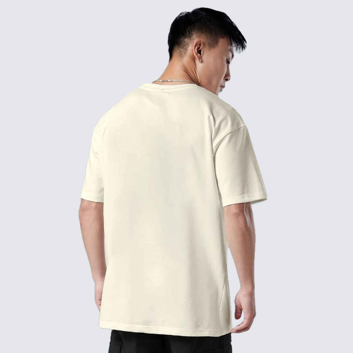 VEIRDO Men's Printed Oversized T-shirt | OS 100 LT1970 SW | Swan White - S