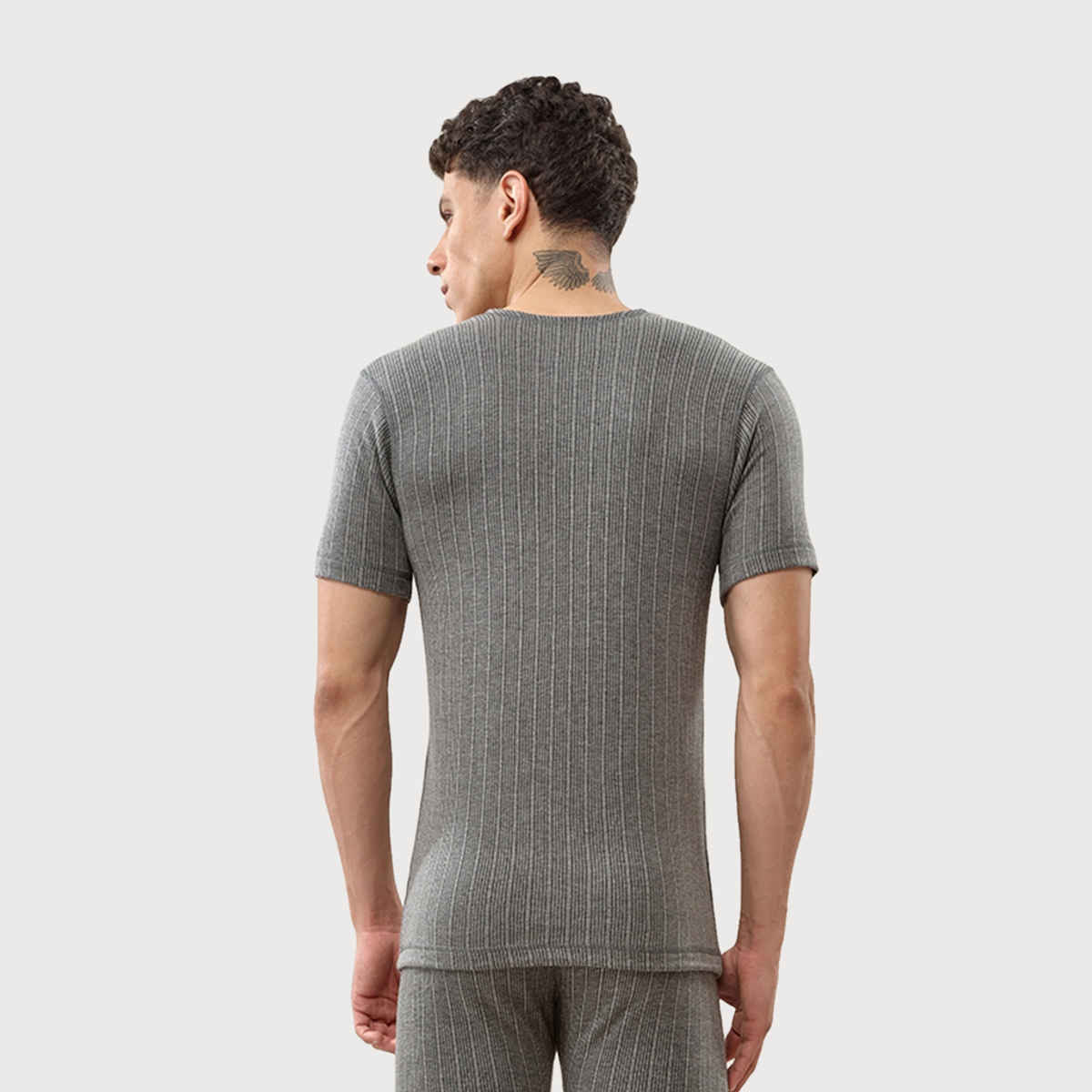 Lux Inferno Round Neck Half Sleeve Thermal Top for Men | Charcoal | 105 | 3XL