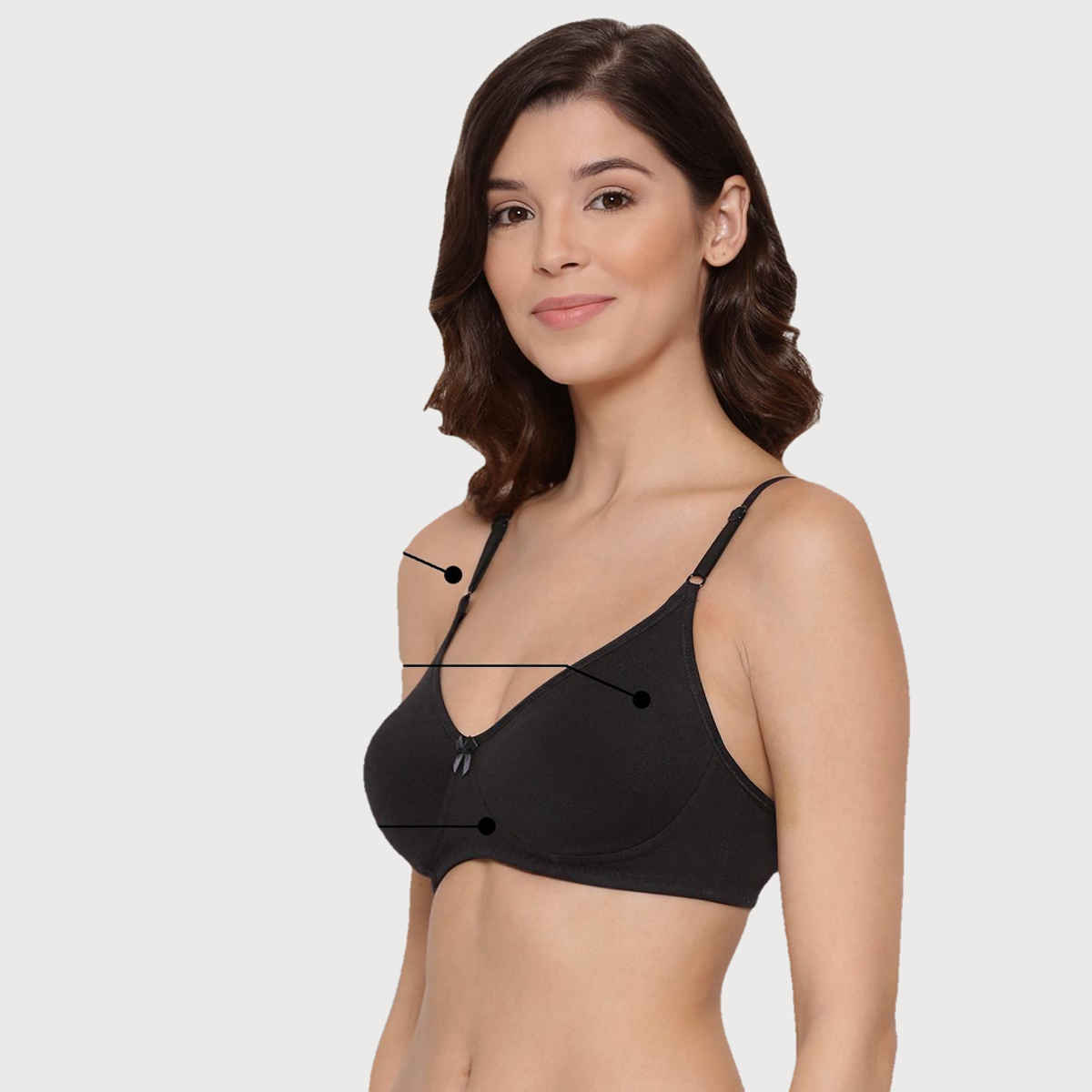 Lyra Women's Bra Non Padded Daily Wear Comfortable | Black - 34B