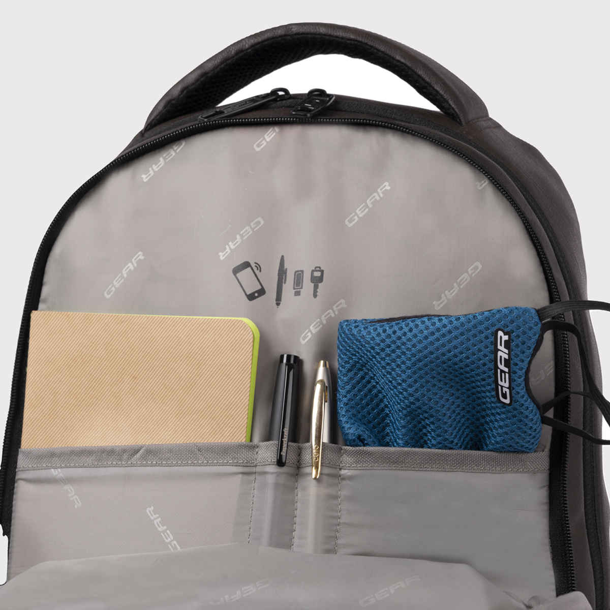 Gear Unisex Solid Faux Leather 28 L Anti Theft Backpack | Brown and Black - Free Size