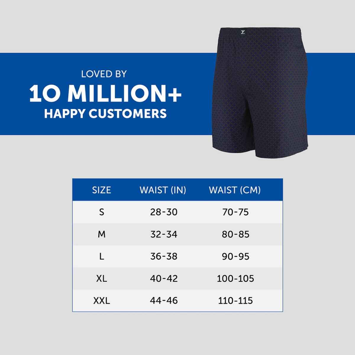 XYXX Men's Cotton Printed Boxer Shorts with Side Pockets, Blue Circle| L