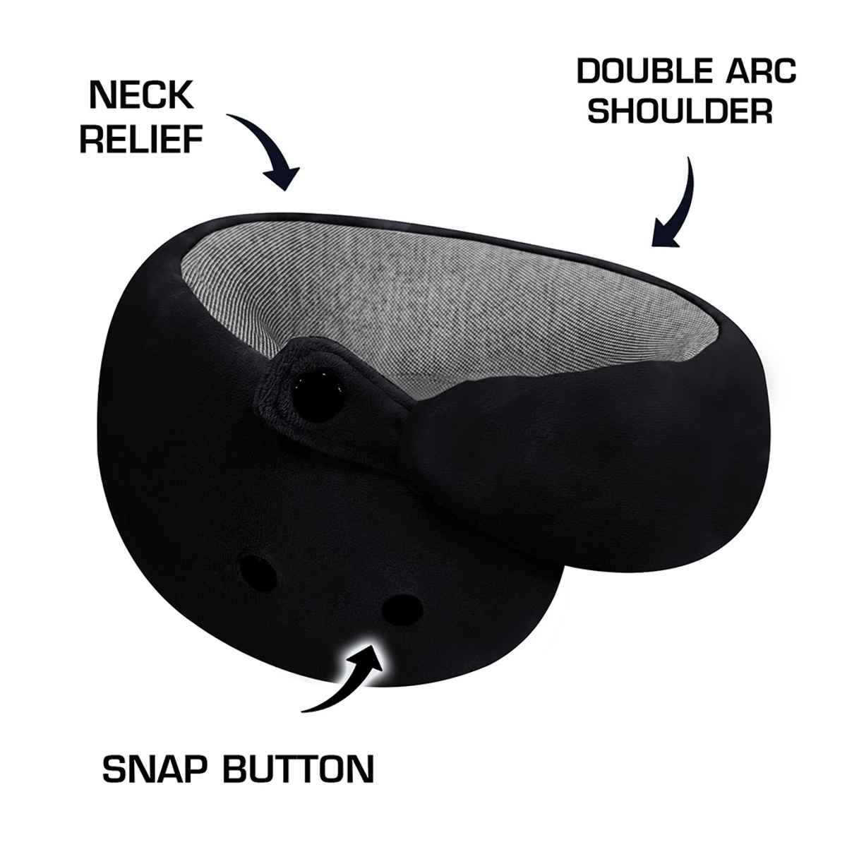 Billebon Unisex Memory Foam Neck Pillow | Black - One Size