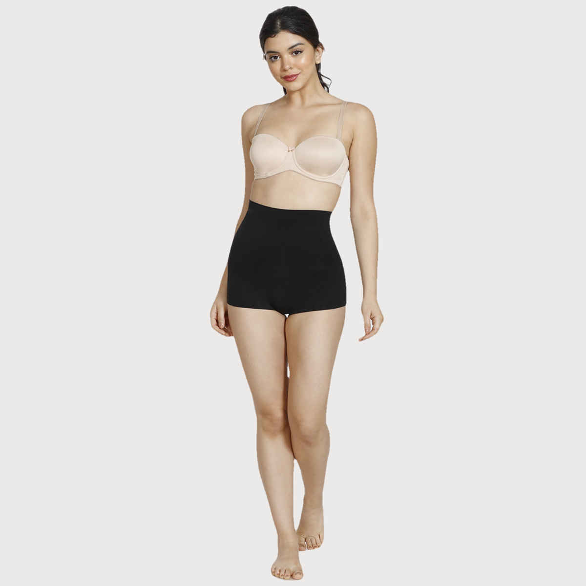 Zivame Women's Tummy Control Midwaist Boyshort | Black - M
