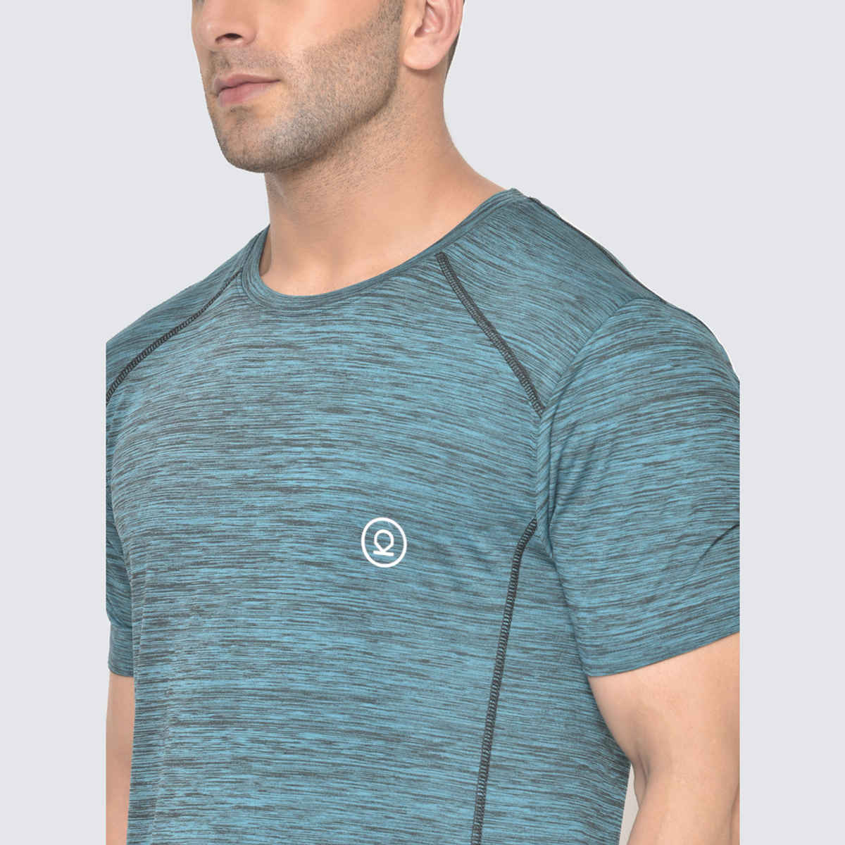 Chkokko Men's Round Neck Regular Fit Half Sleeves Gym T-shirt | Seagreen - S