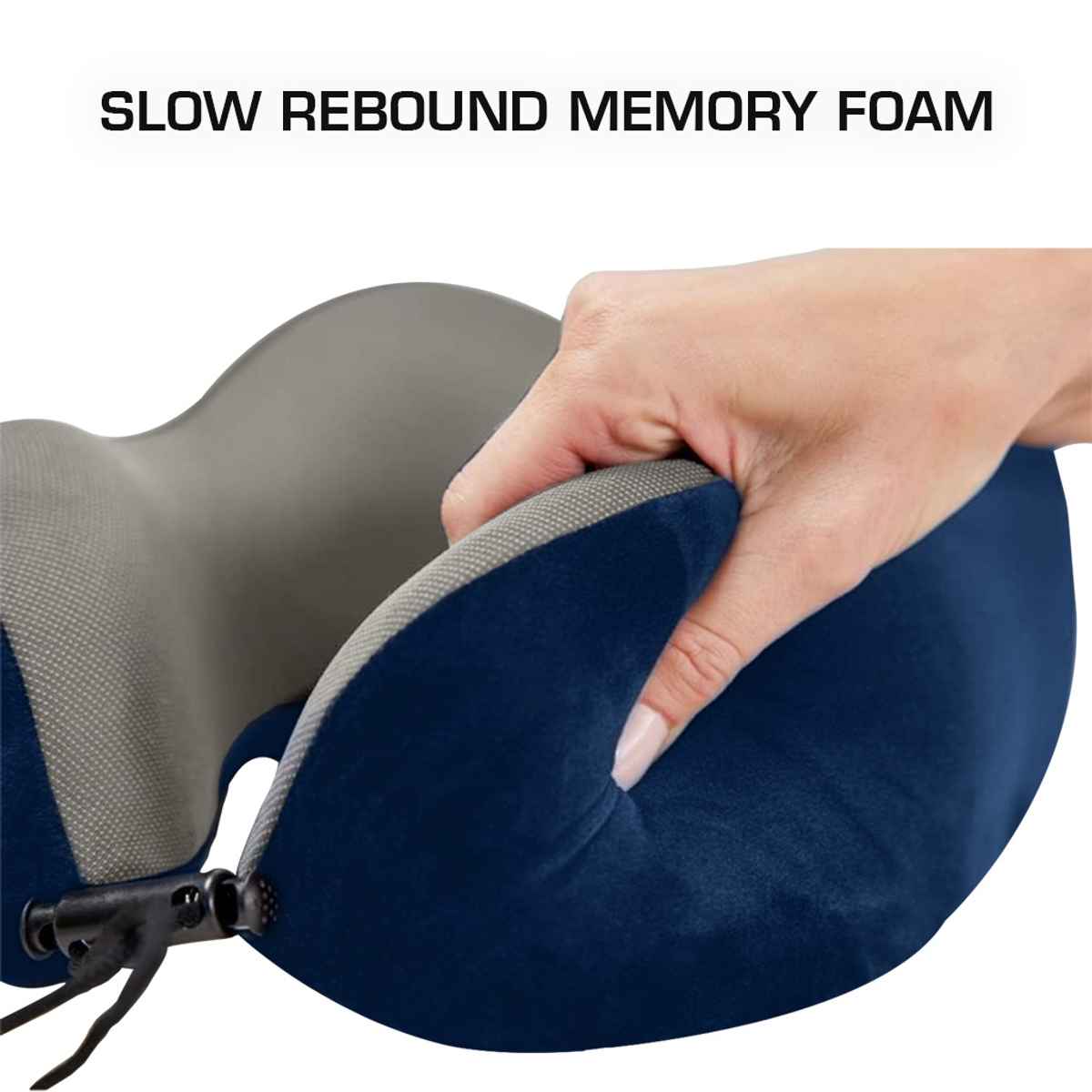 Billebon Unisex Memory Foam Neck Pillow with Eye Mask | Navy Blue - One Size