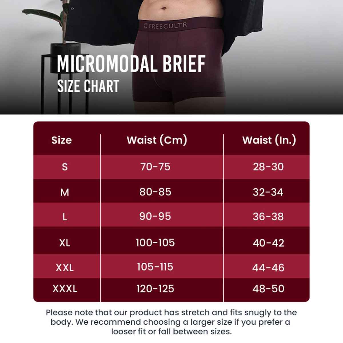 Freecultr Men's Underwear Micromodal Airsoft Trunk - Pack of 1 Port Wine - S