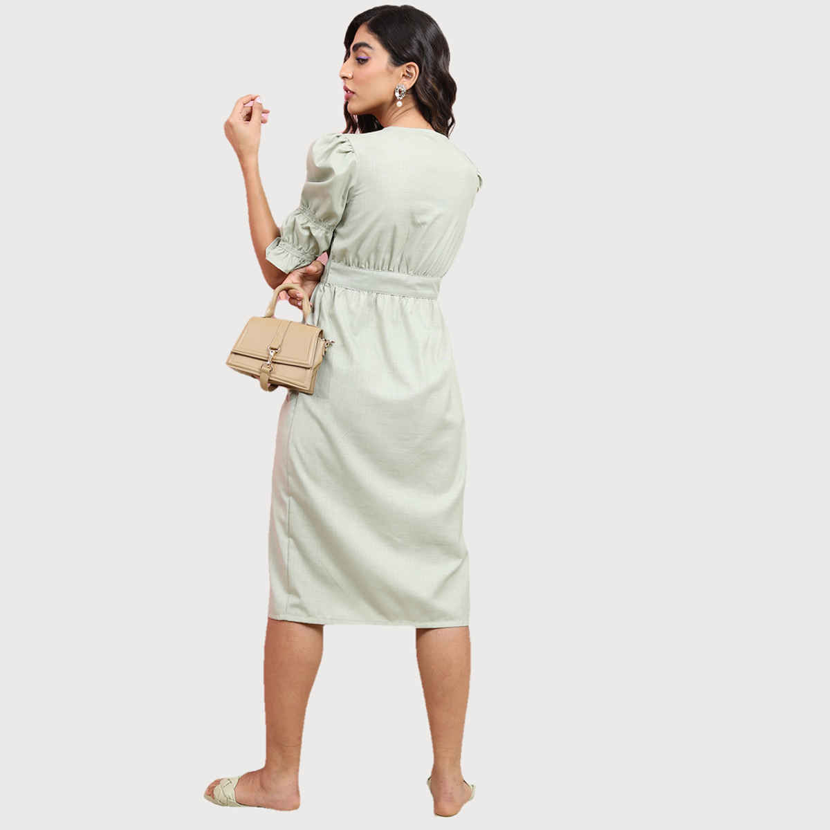 Tokyo Talkies Women's A-Line Midi Dress | Green - L