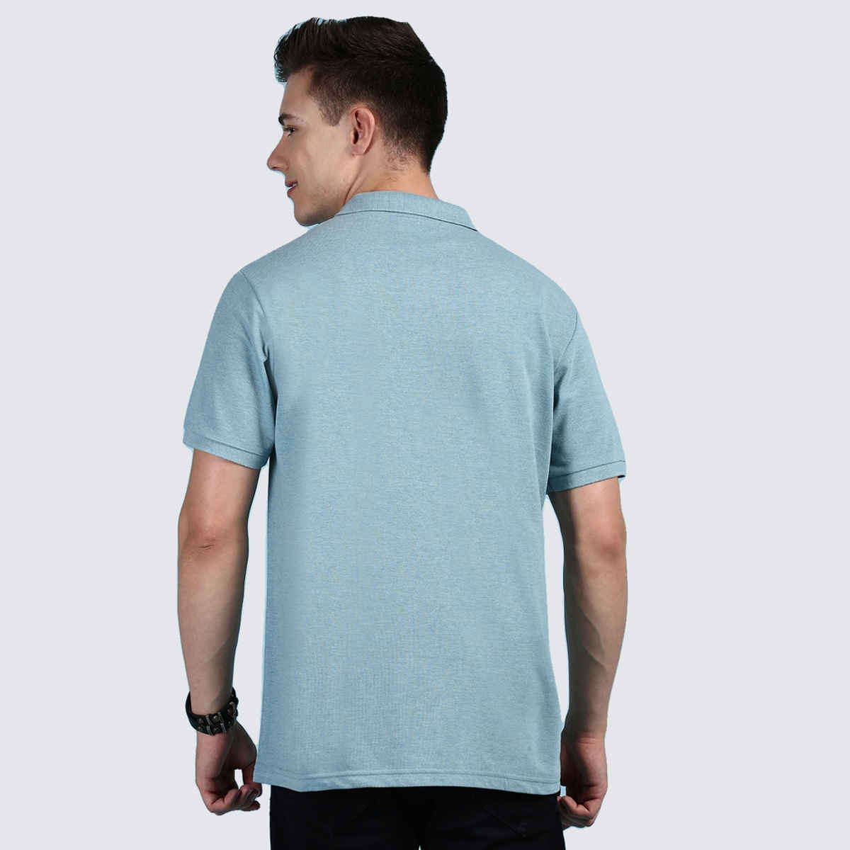 Lux Cozi Men's Solid Cotton Polo T-shirt with Pocket | Pal Green - L