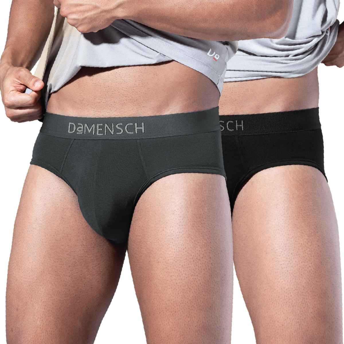 DaMENSCH Modal Men's Underwear Brief | Pack of 2 | Grey, Black - M