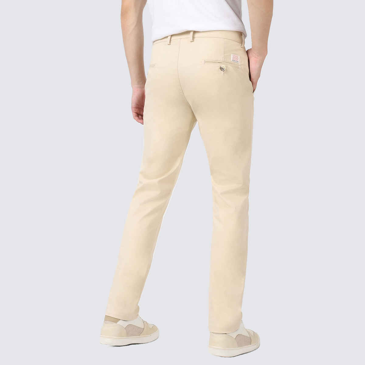 Urbano Fashion Men's Cream Cotton Slim Fit Casual Chinos Trousers Stretch-28