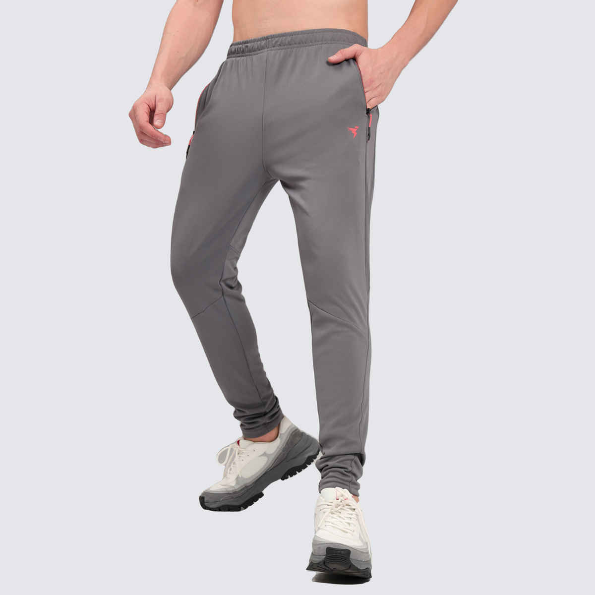 Technosport Men's Solid Slim Fit Sports Running Active Gym Trackpants | TECHNO DRY | Iron Grey - L