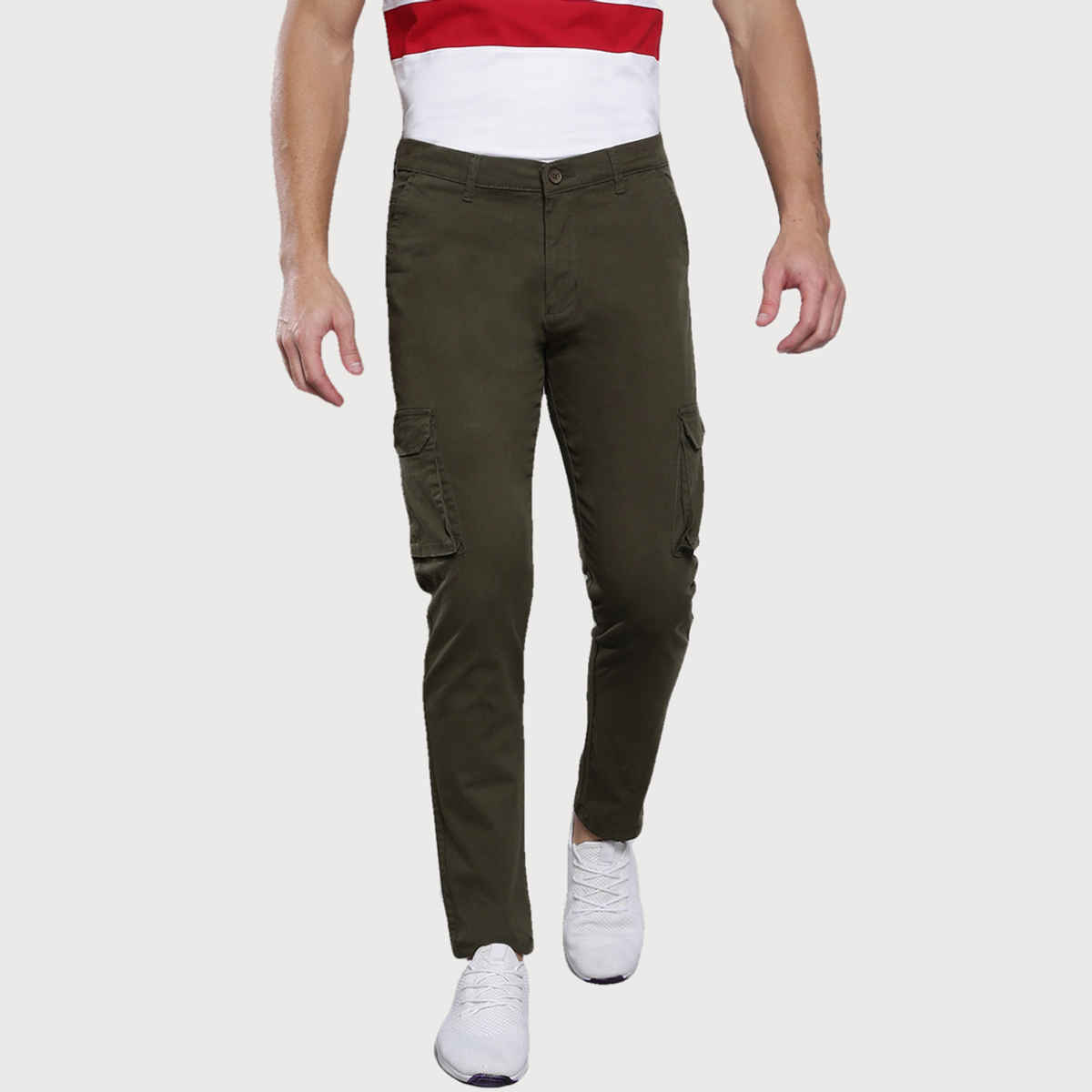 Dennis Lingo Men's Tapered Fit Cotton Cargos Trousers | Olive | 36