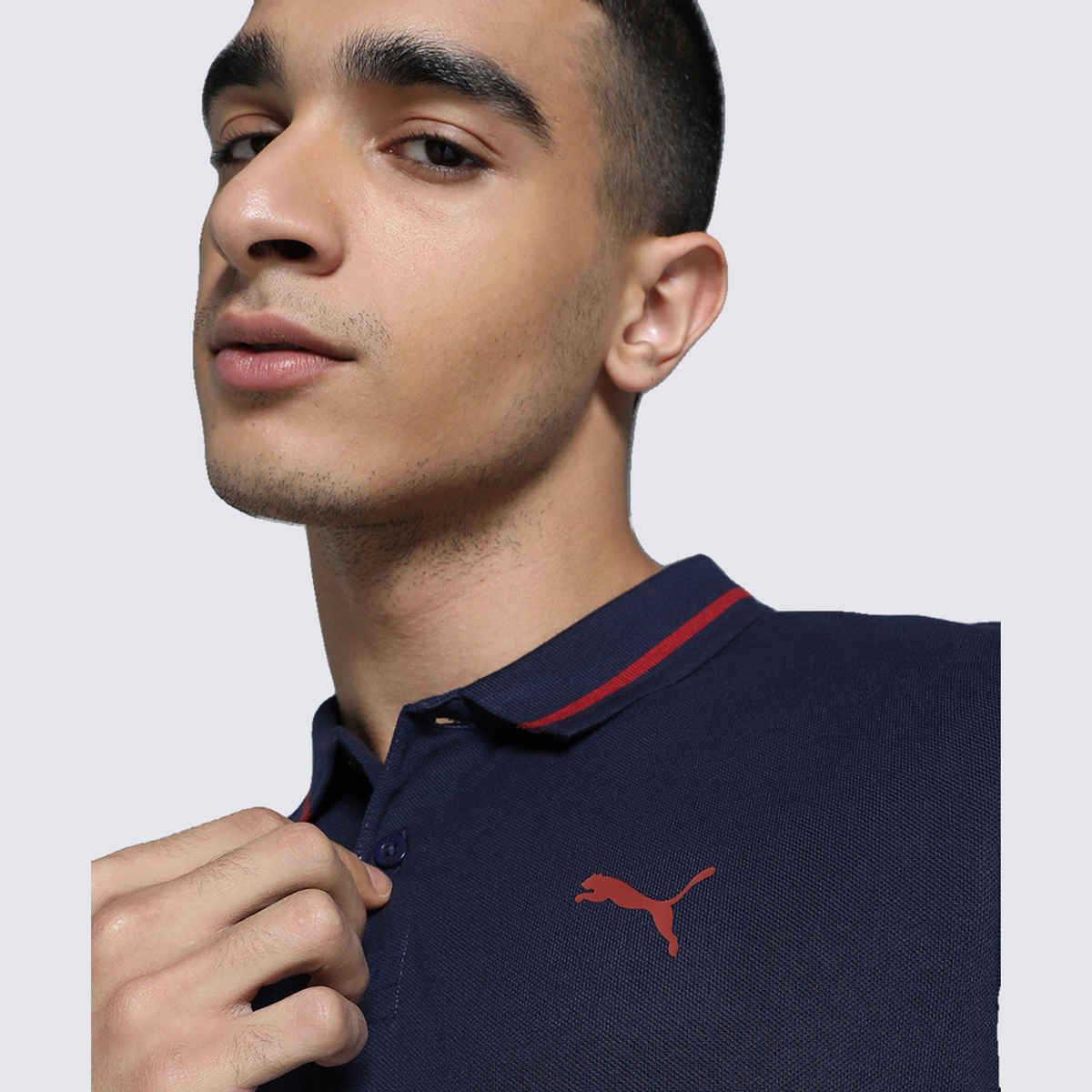 Puma Men's Polo T-Shirt Collar Tipping - Blue | L