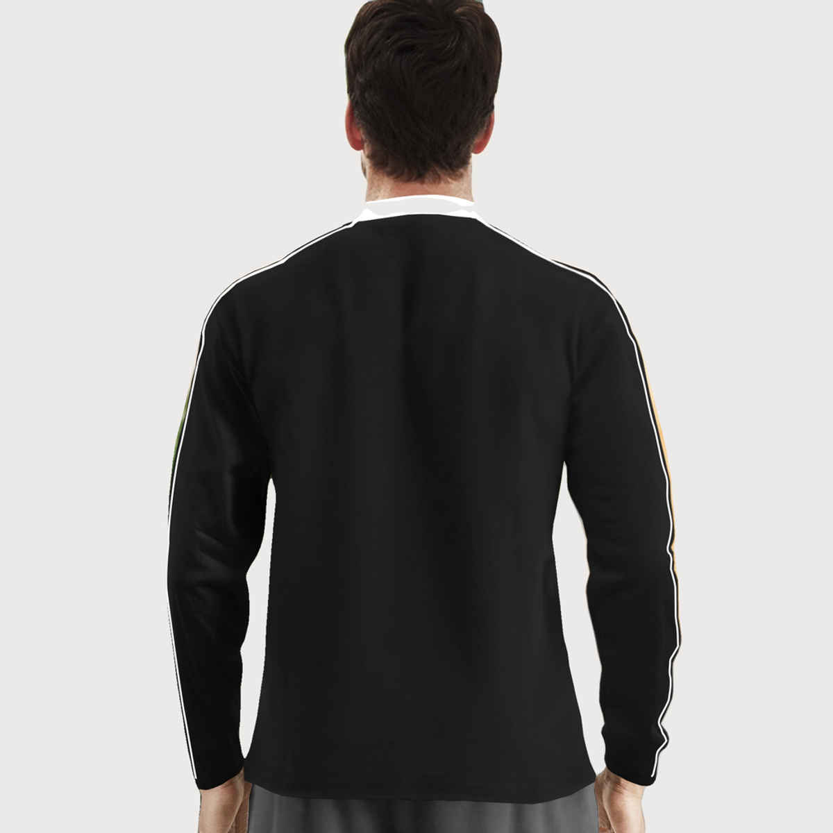 TRIPR Men Cotton Blend Mandarin Collar T-shirt | Black and White - 2XL