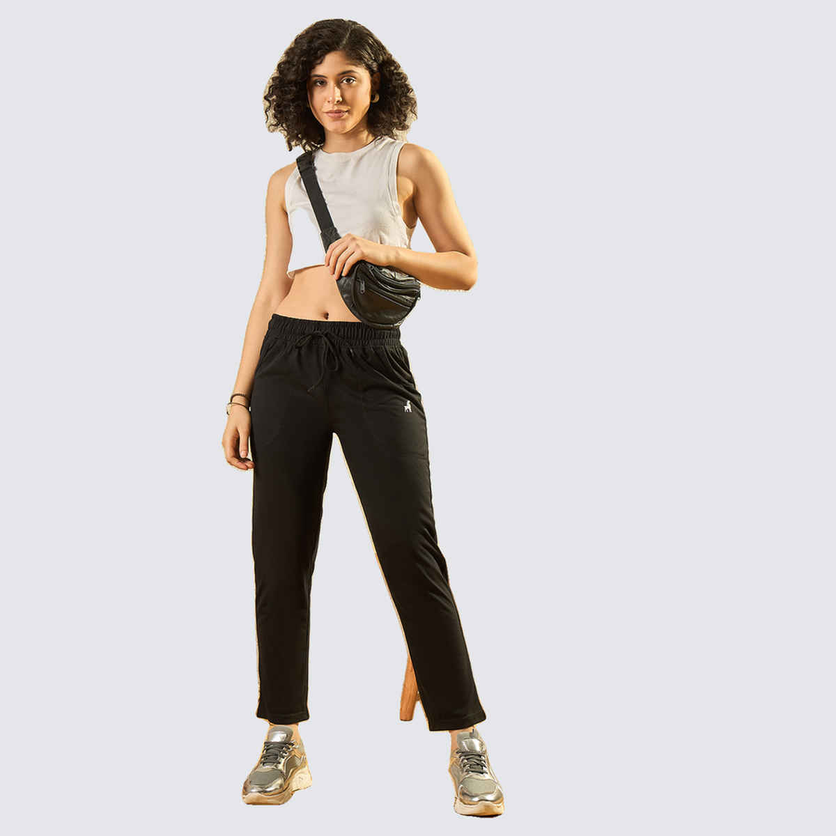 Modeve Women's Regular Fit Mid Rise Track Pants | Black - 2XL