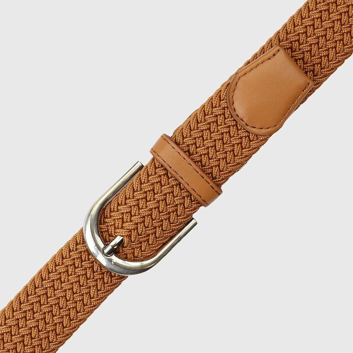 Zoro Unisex Solid Woven Fabric Belt | Tan - Free Size