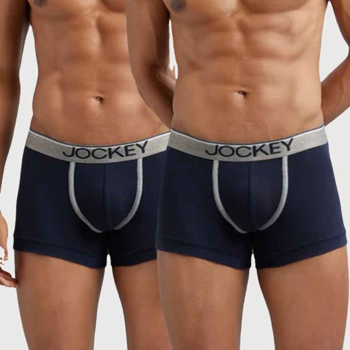 Jockey 8015 Men's Super Combed Cotton Rib Underwear Solid Trunk|Ultrasoft Waistband|PO2 | Navy-S