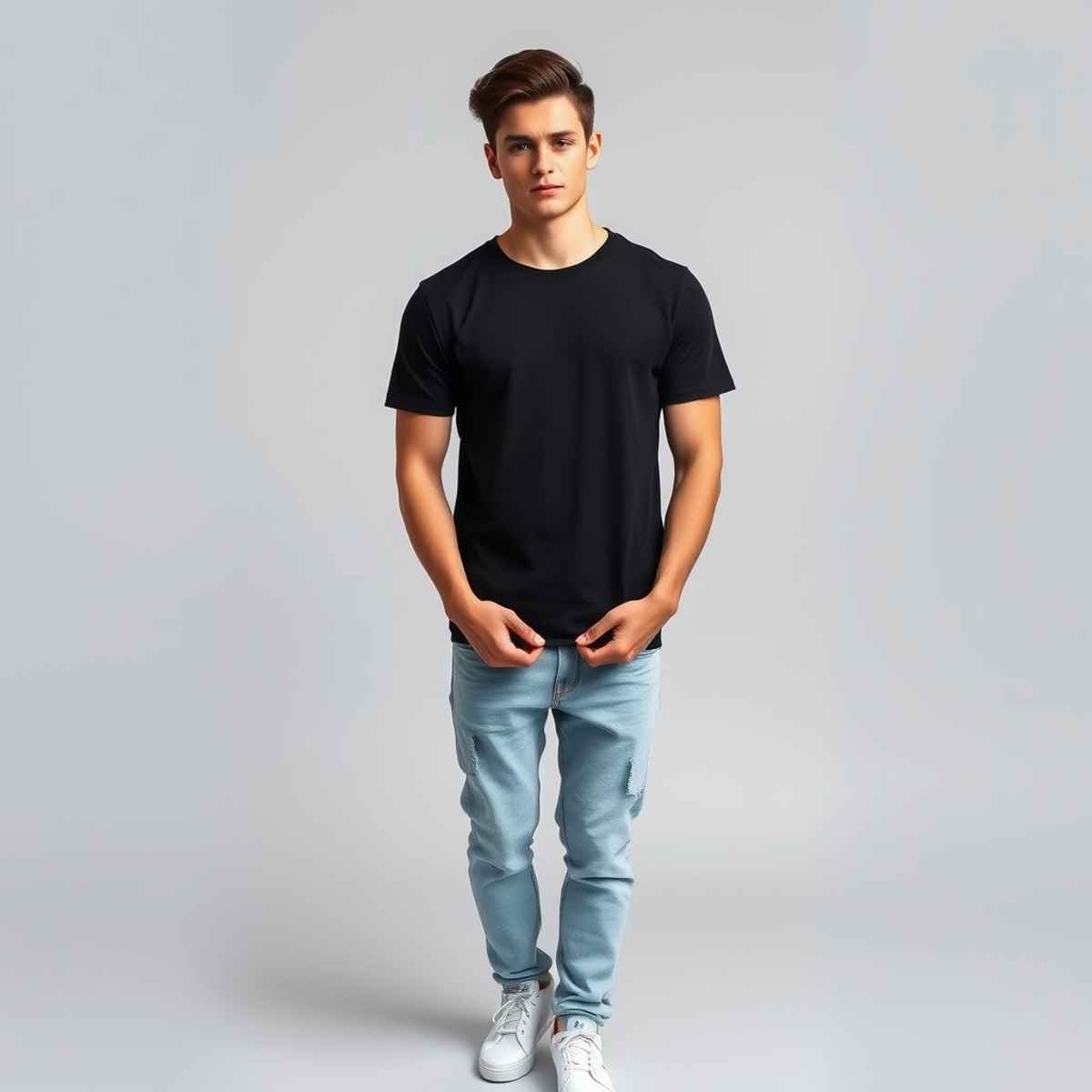 Springman Men Pure Cotton Solid Round Neck T-shirt | Black - S